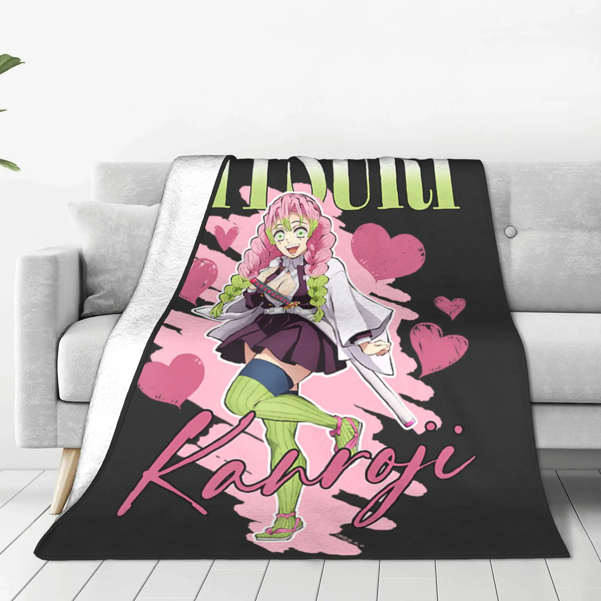 1PC Demon Slayer  Kimetsu no Yaiba Mitsuri Kanroji Love Heart  Winter Blankets for Adults Bedding Home Interior Sofa Knee
