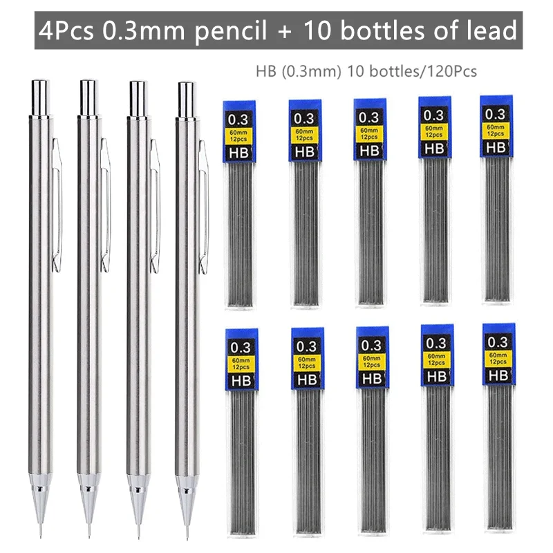 Professional Mechanical Pencil Set 0.5 0.7 0.9 0.3mm Full Metal Art Drawing Painting Automatic Pencil Office School Supplies