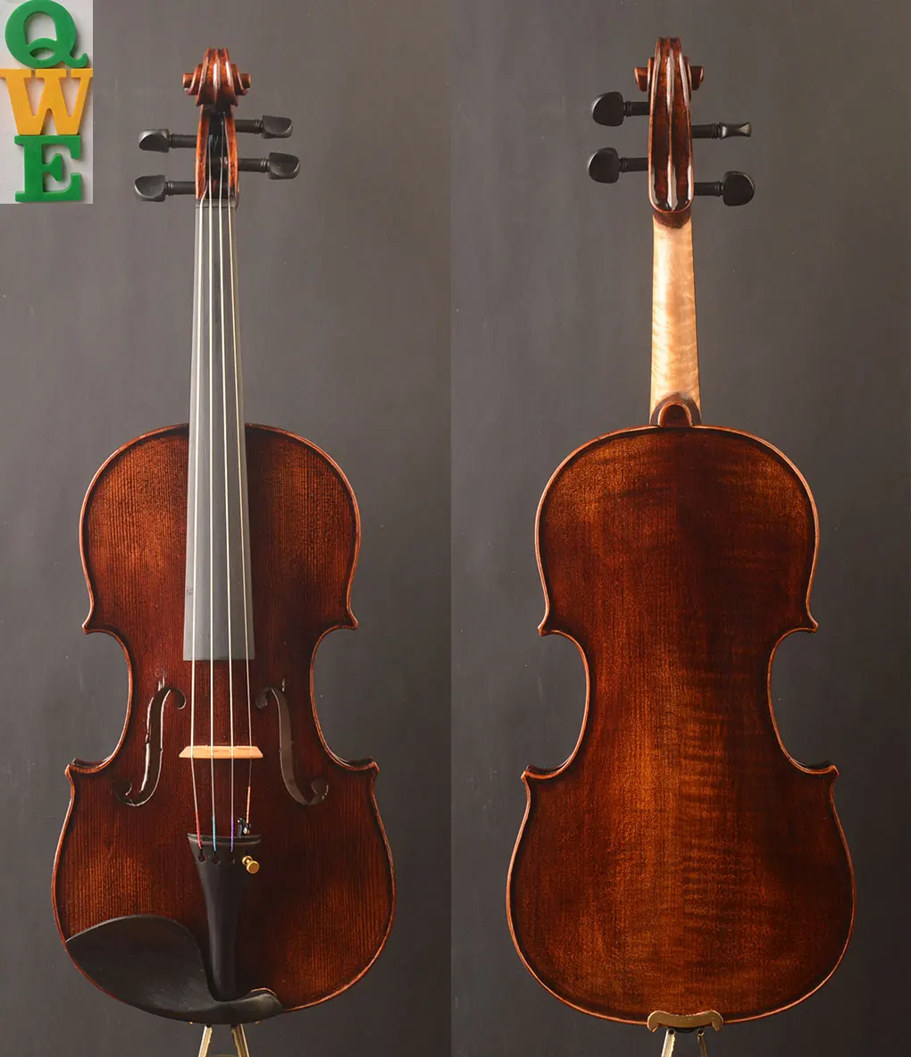 German dark antique style, Full size violin, strad model, strong bright tone, free case, bow, shoulder rest!