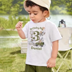 Personalized Birthday Shirt 1-9 Year T-Shirt Wild Tee Boys Birthday Party T Shirt Animal with Name Clothes Kid Short Sleeve Tops