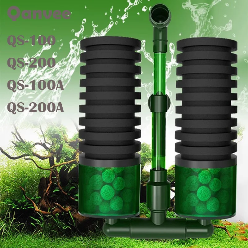 Qanvee QS200 Water Sponge Filter Media Aquarium Fish Tank Shrimp Plant Air Pump Oxygen Accessories Foam Fishbowl Ecoflow Filtro