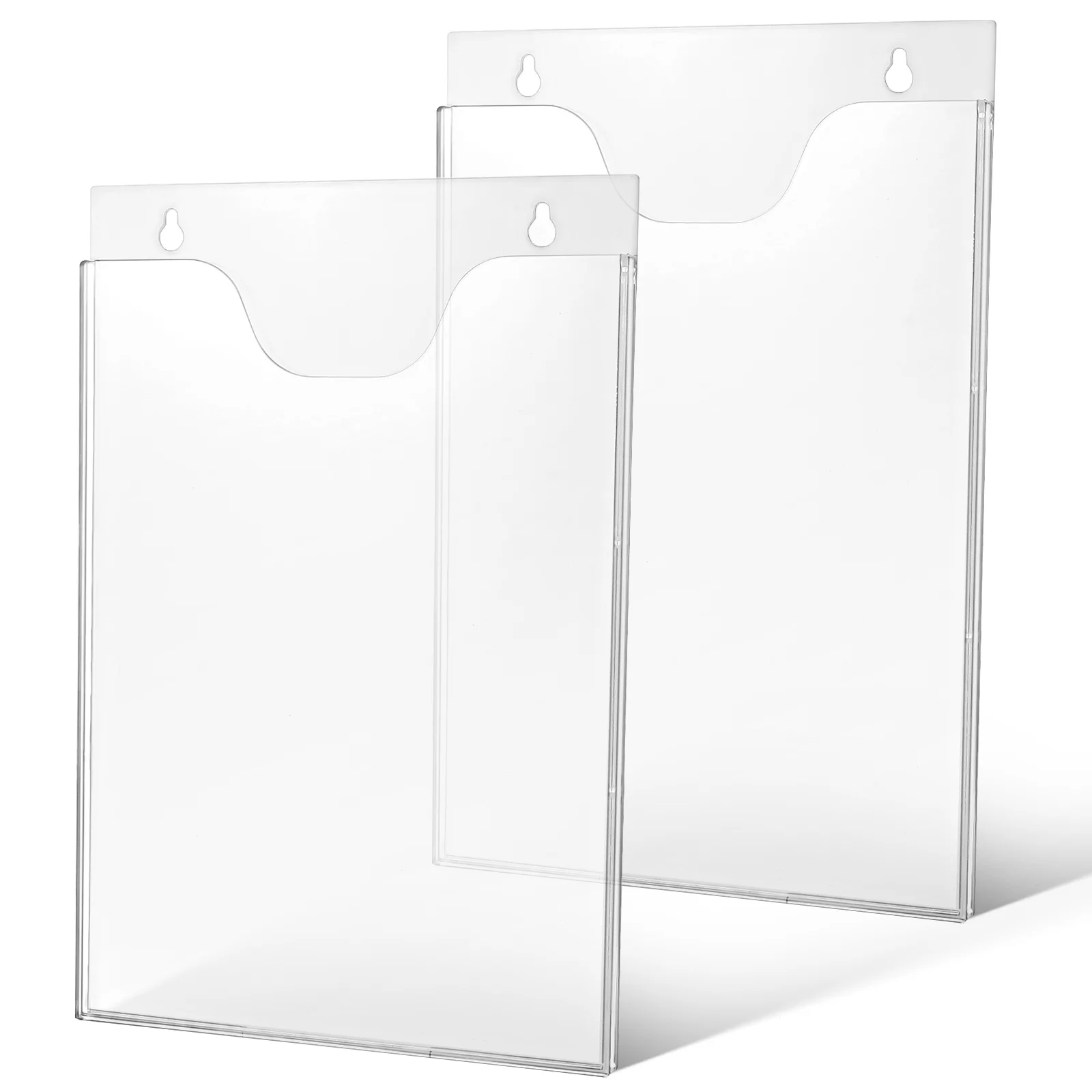 2 Pcs Wall mounted Acrylic Document Holder File ganizer Vertical Magazine Rack Space Saving Clear Plastic Brochure Postcard