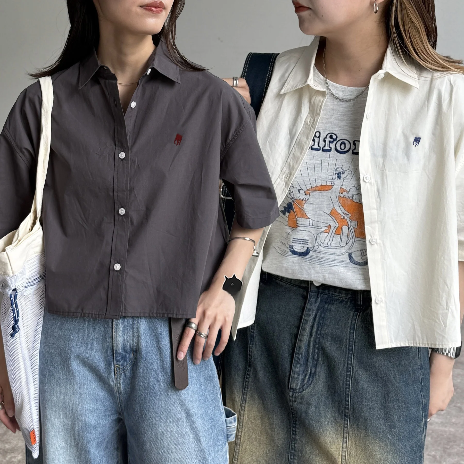 

Nya Japanese Sle p Micro ort 5 Buttons Ladies irt Simple Match Loose Casual Commuting Cotton Collar