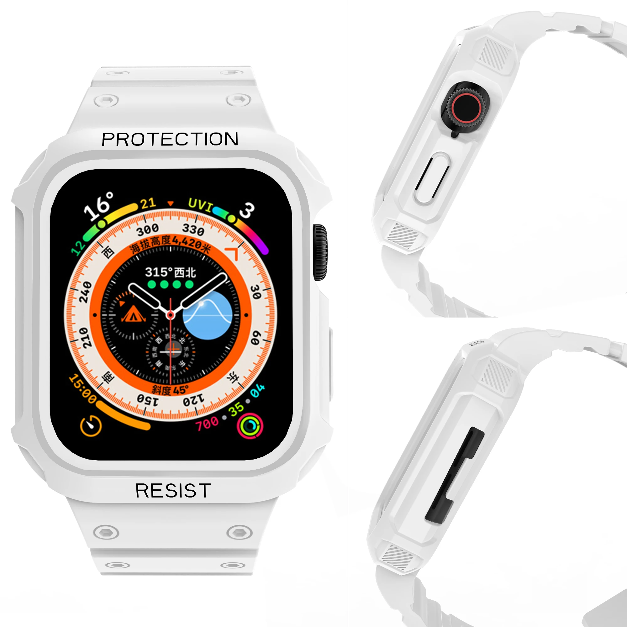 Dla Apple zegarek 45mm 44mm 42mm 41mm 40mm iWatch seria Ultra 8 7 6 5 SE 4 3 2 1 pasek, sportowy ochronny zapasowa opaska