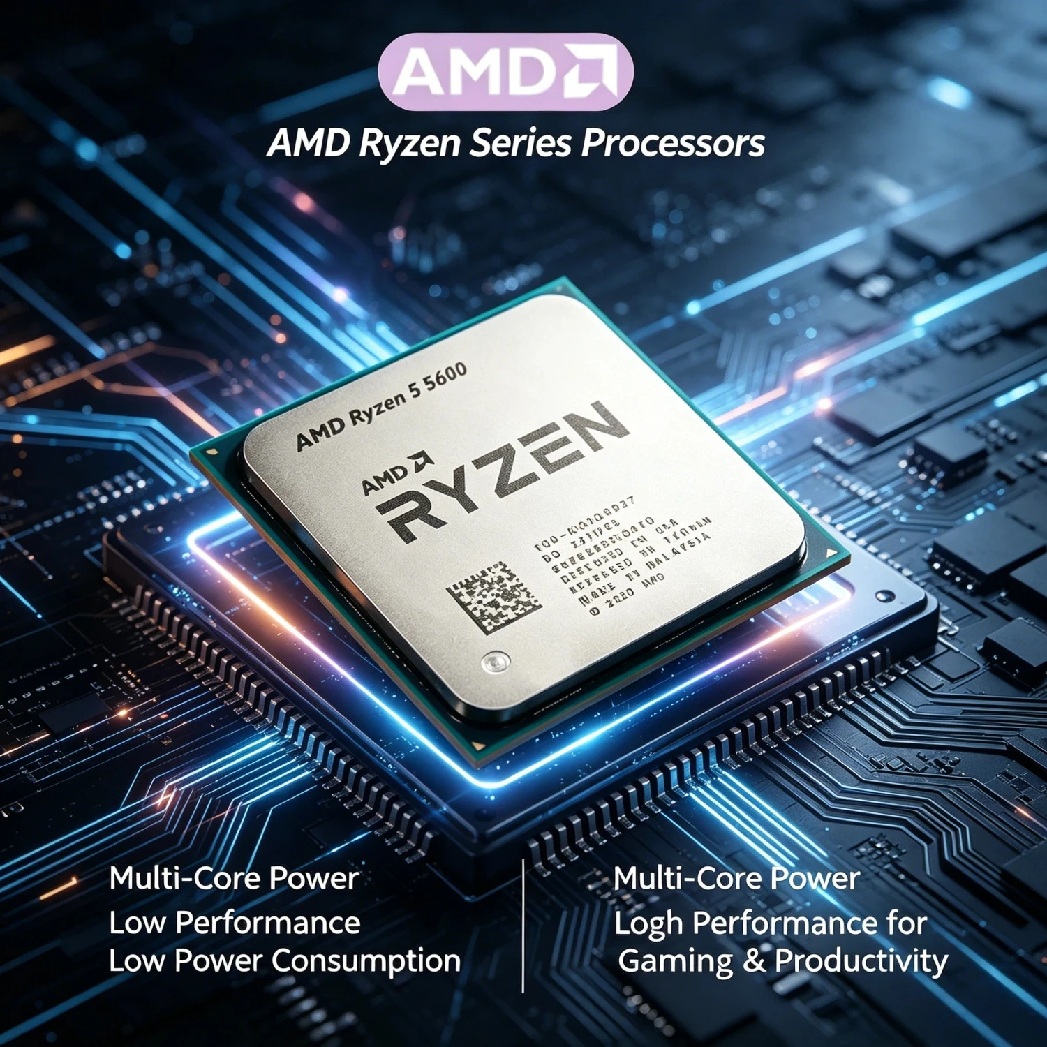 

AMD Ryzen 5 5600 4.4GHz Boost 6 Core 12 Thread 65W Socket AM4 Desktop Gaming CPU Tray No Fan R5 5600 Ultra 4K Plus