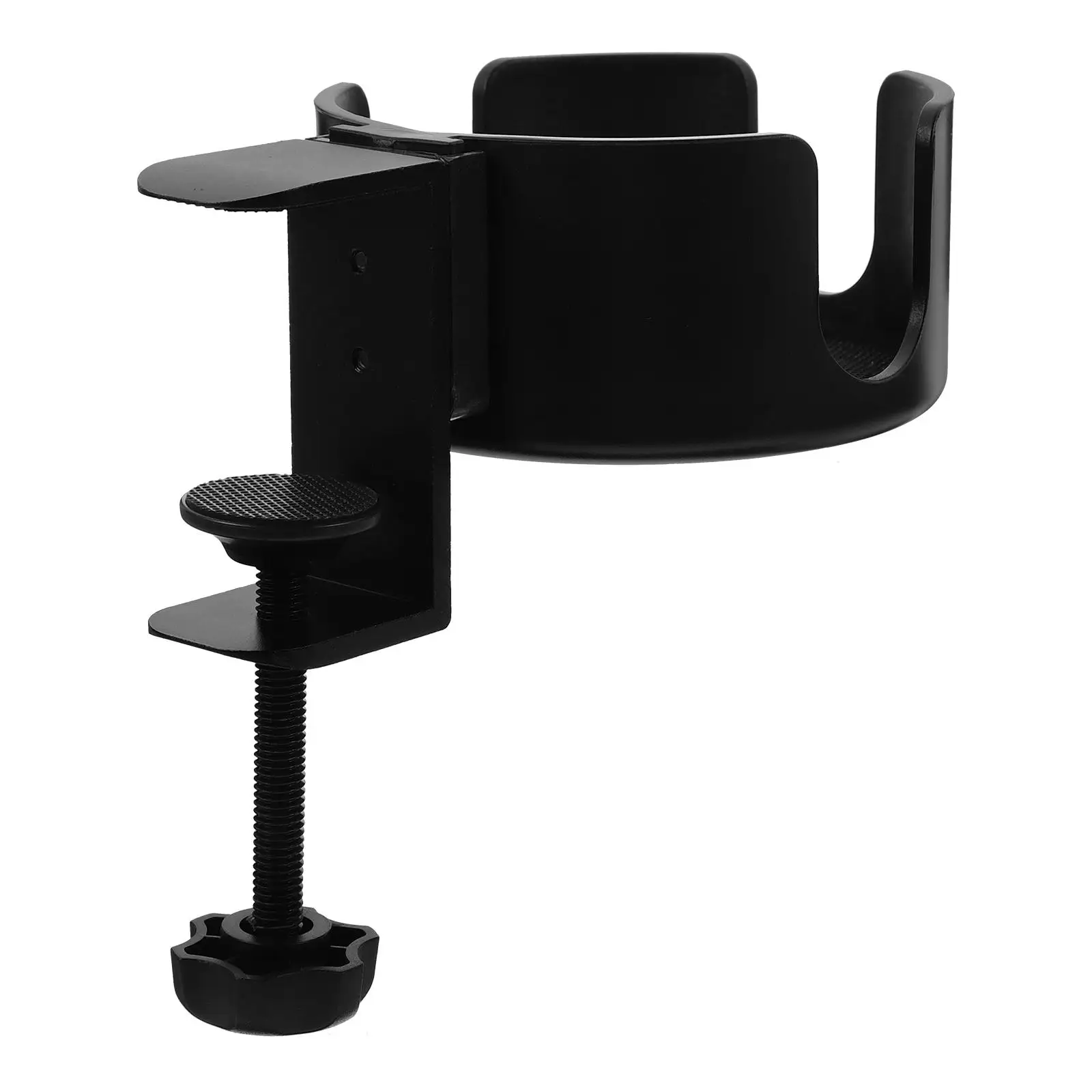 

Clamp on Holders Table Side Bottle Stand Desktop Cup Holder Black Aluminum Alloy Strong Practical Office Home Travel
