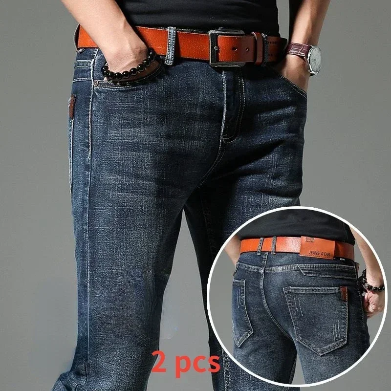 Invisible Open Crotch Pants Men's Denim Trousers Autumn Thick Straight Slim Plus Size Male Wearpants Jeans Outdoor Sex