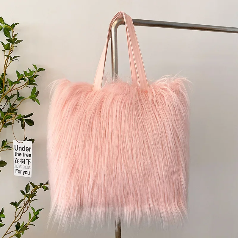 New Plush Tote Armpit Large Bag Handbag Long Hair European and American Crossbody Hair Shoulder Bag