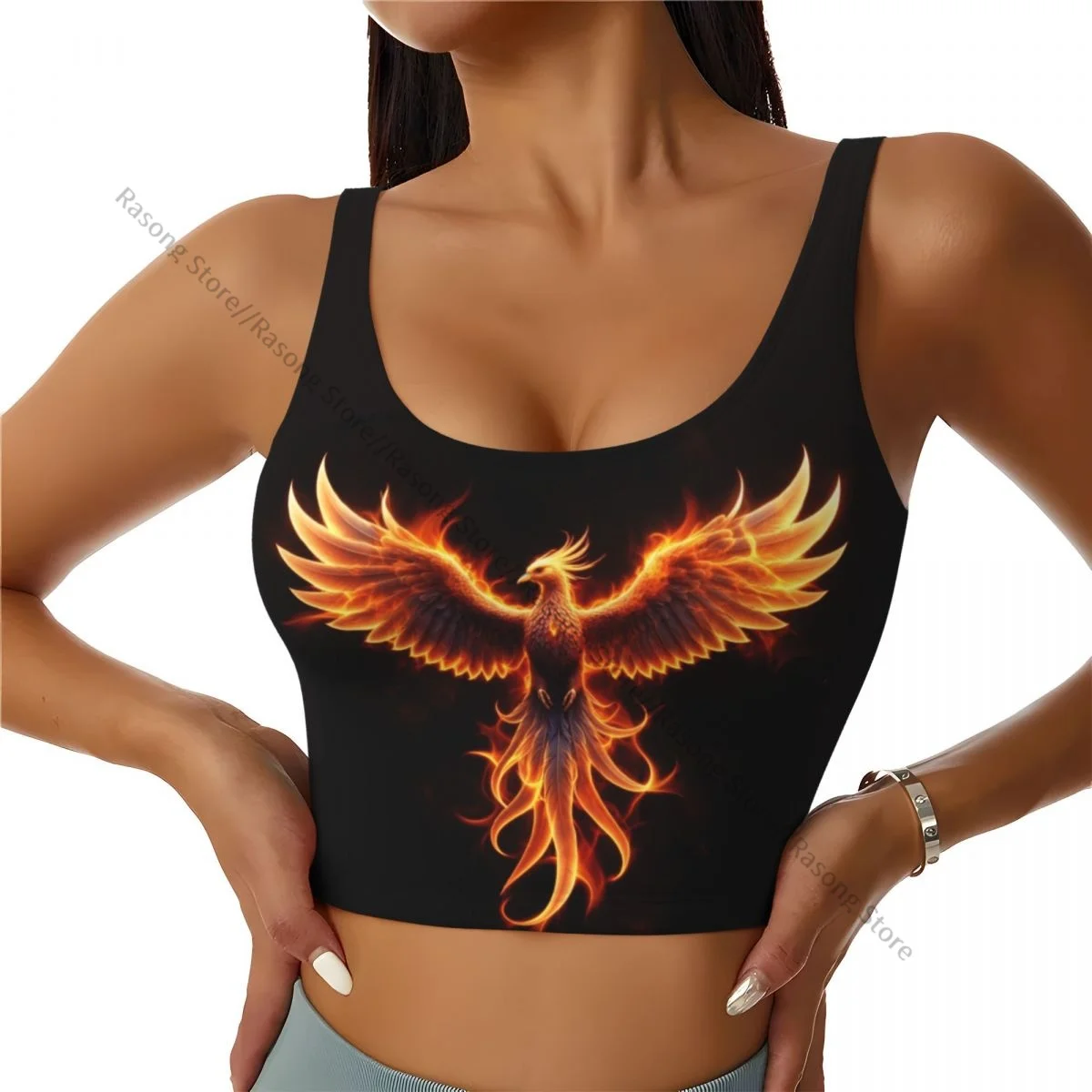 Women Sexy Sports Vest Phoenix Rising From Ash Bird In Fire Symbol Female Streetwear Sport Lingerie Tee Crop Top