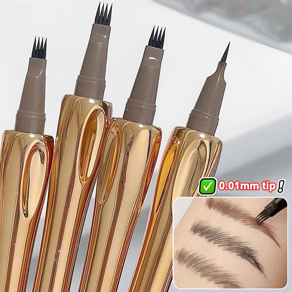 Lápis de sobrancelha de posicionamento ultra fino, Wild Brow Tip, sobrancelha líquida duradoura impermeável, Eyeliner Pen, maquiagem coreana, 4 Point, 0,01mm