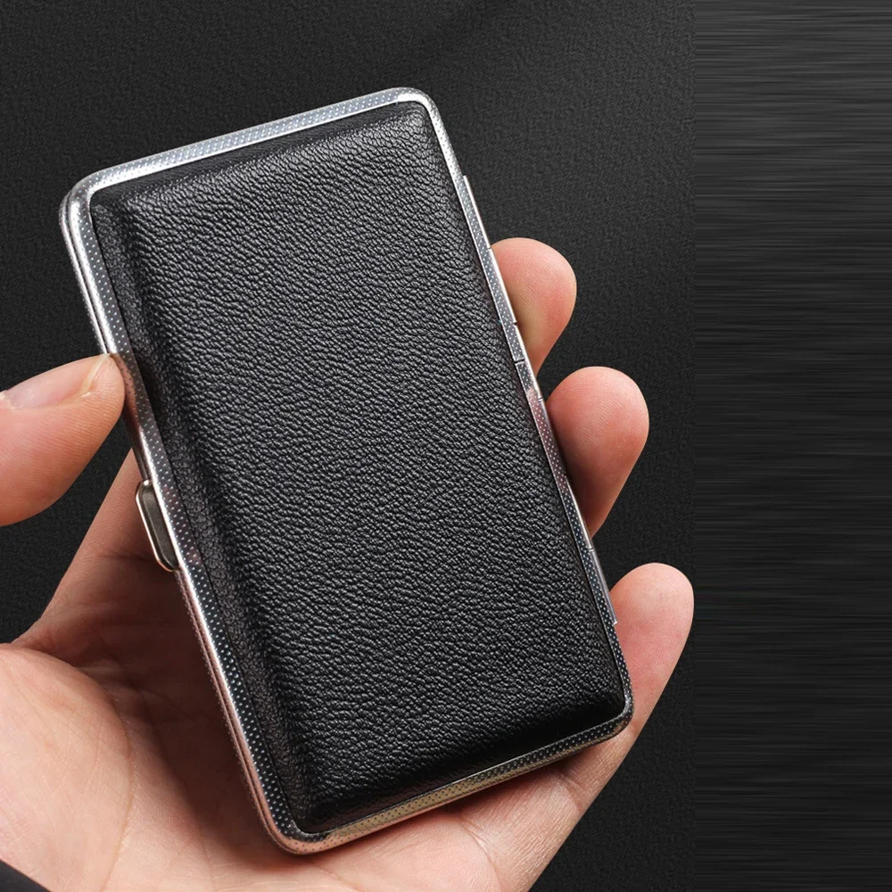 Portable 20 Sticks Fine Leather Cigarette Case Slim Storage Box Gift Leather Smoking Accessories