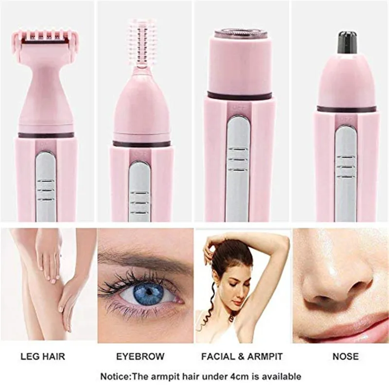 Hot Selling Female Epilator 4 In 1 Eyebrow Trimmer Bikini Nose Hair Trim USB Hair Removal Facial Hair Remover
