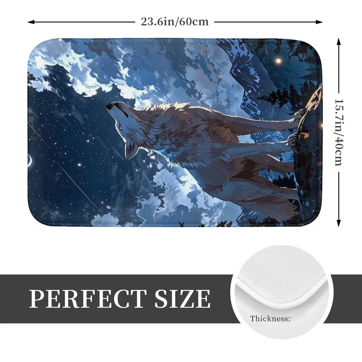Animal Wolf Non-slip Doormat Floor Mat Water oil proof Carpet Rug for Kitchen Entrance Home Bedroom Footpad Mats