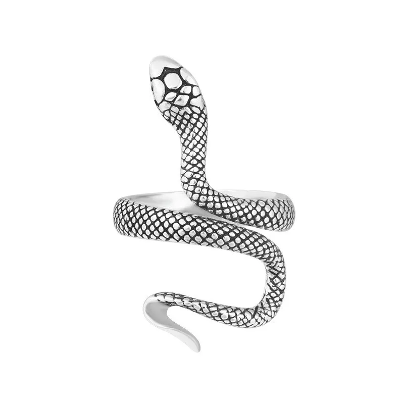 Vintage Thai Silver Color Snake Rings for Women Niche Trendy Winding Snake Party Jewelry Friends Gifts