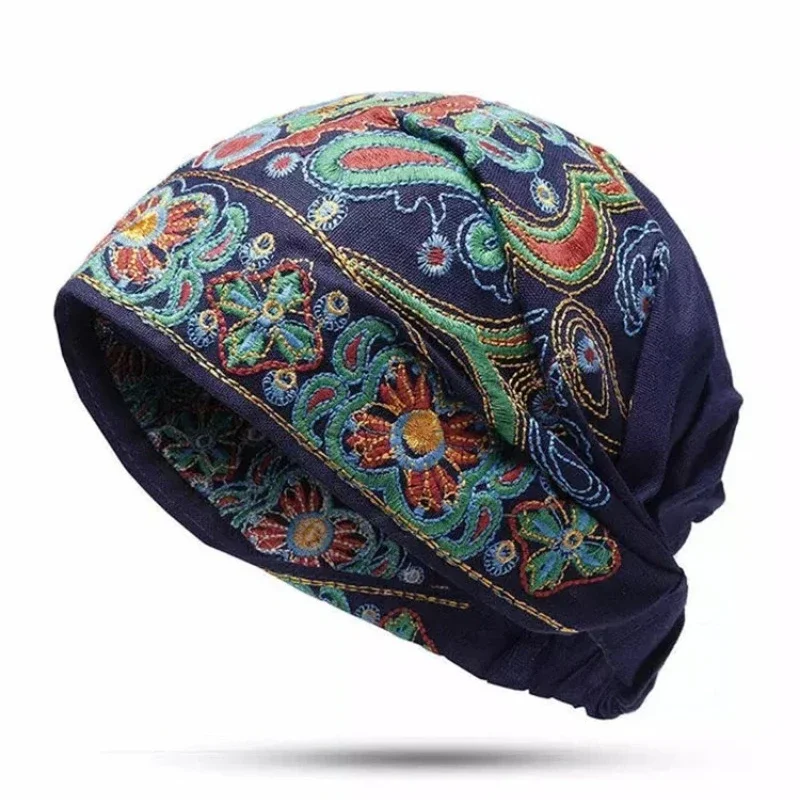 3 Color Vintage Embroidered Floral Hollow Out Hat Vintage Embroidery Flowers Travel Bandanas Print Hat