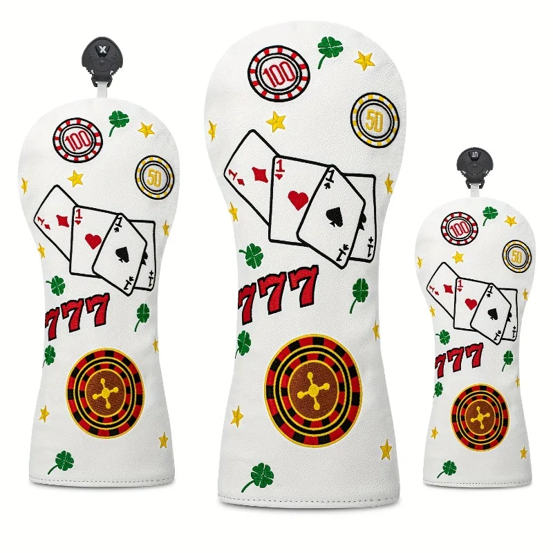 

777 Poker Theme Golf Club Head Cover - Durable Protective Cover, Golf Accessories, Dustproof and Durable, Protective Cover