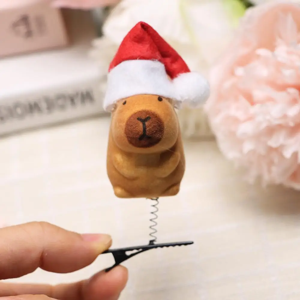 Pince à cheveux Capybara en peluche 3D, pince à bec de canard, épingle à cheveux de printemps, dessin animé mignon, accessoires de cheveux drôles, bricolage Kawaii, cadeau de fête, 6 pièces