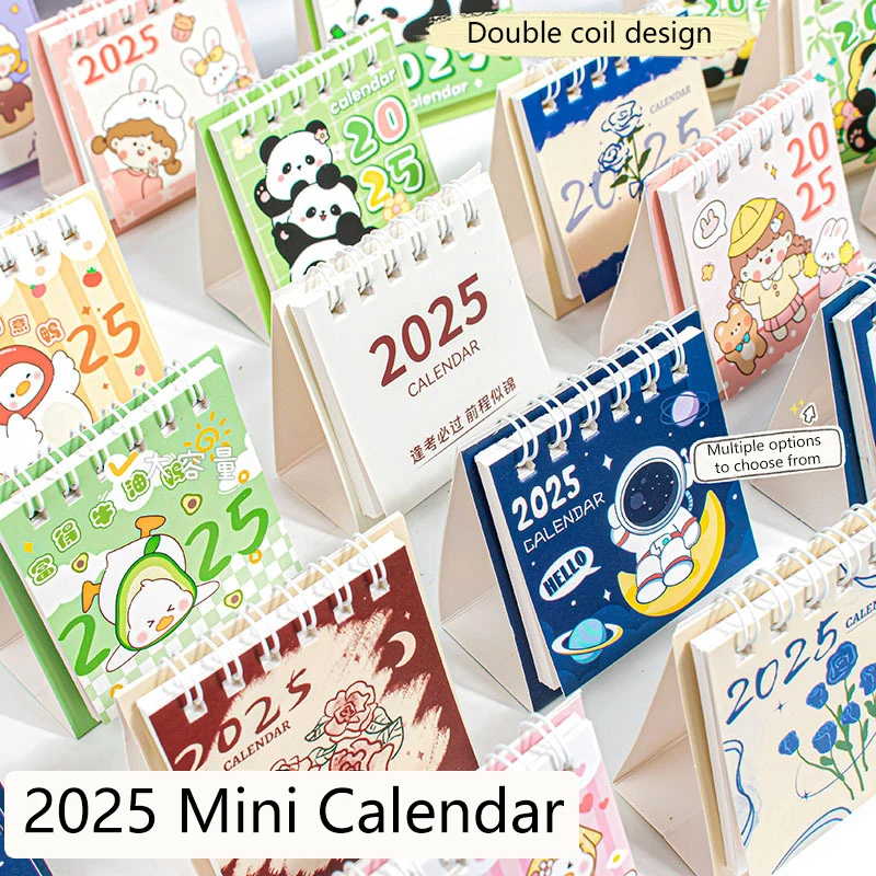 Creative Student Desktop Decoration Chinese Style Mini Calendar Cute Cartoon Portable Capybara Panda Plan Small Table Calendar