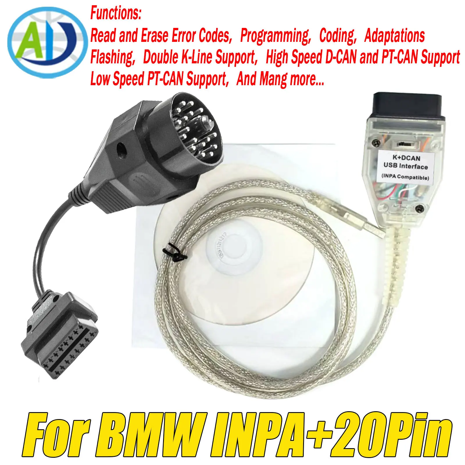 

OBD2 Diagnostic Tool for BMW E39 E38 E53 X5 Z3 E36 E46 with ATMEGA162 FT232RL Chip K+DCAN Diagnostic Tool Code Reader For INPA