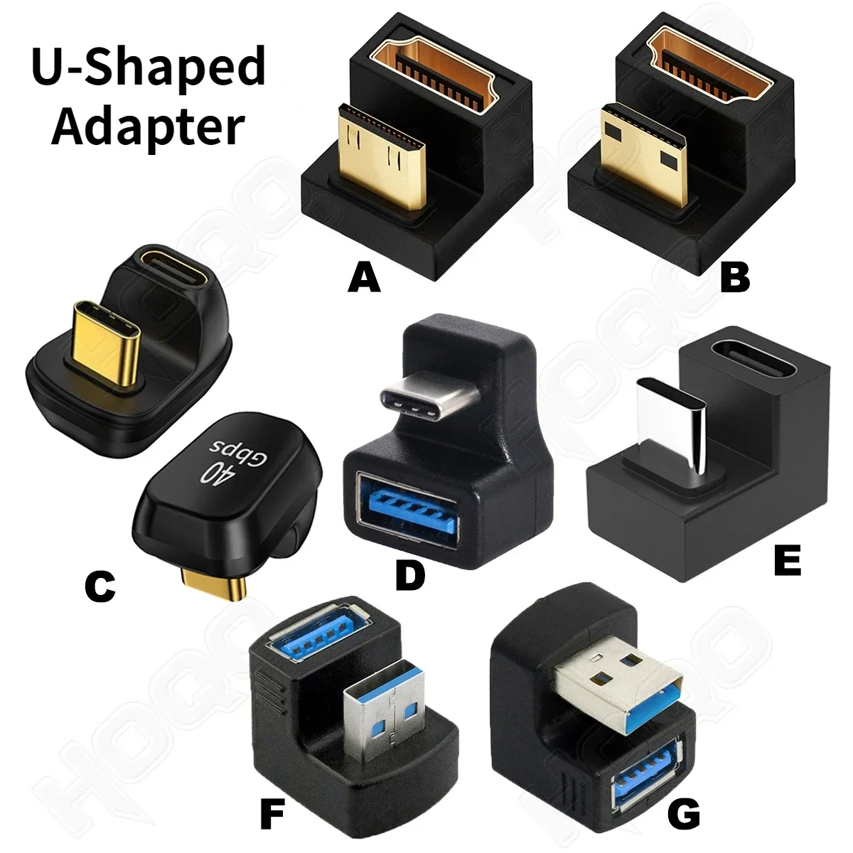 USB3.2 Type-c Adapter U-shaped Mini HDMI Adapter USB Male to Female Extension USB C Converter HD 2.1V 8K 60Hz