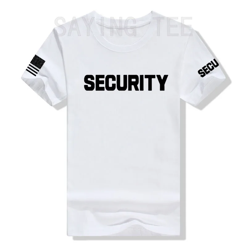 Security | Event Safety Guard Staff American USA Flag on Arm Unisex T-Shirt Career Apparel Sayings Letter Print Graphic Tee Tops