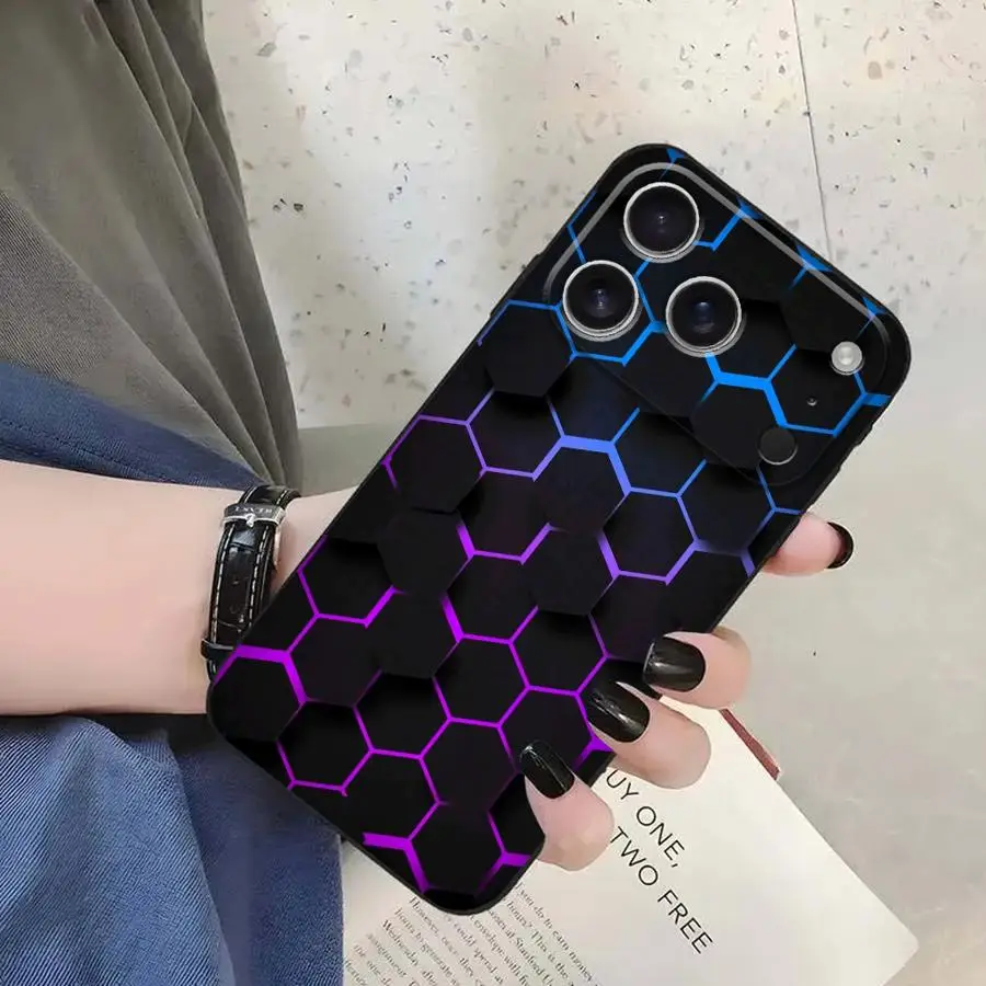 Funda Phone Cover Phone Case for Apple iPhone 17 Pro Max 17e 12 XR XS MAX 16 15 Pro 7 8 11 Air 14 13 Honeycomb Design - view 3