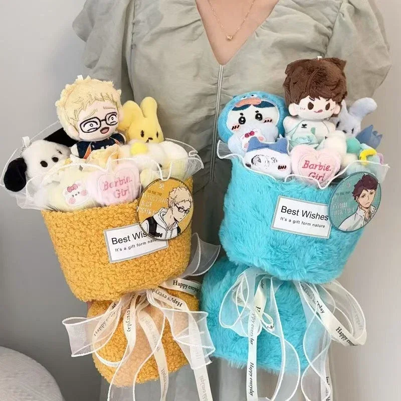 

Anime Haikyuu!! Oikawa Tooru Shoyo Hinata Kozume Kenma Property Cosplay Bouquet Fluffy Dolls Stuffed Toys Xmas Halloween Gift