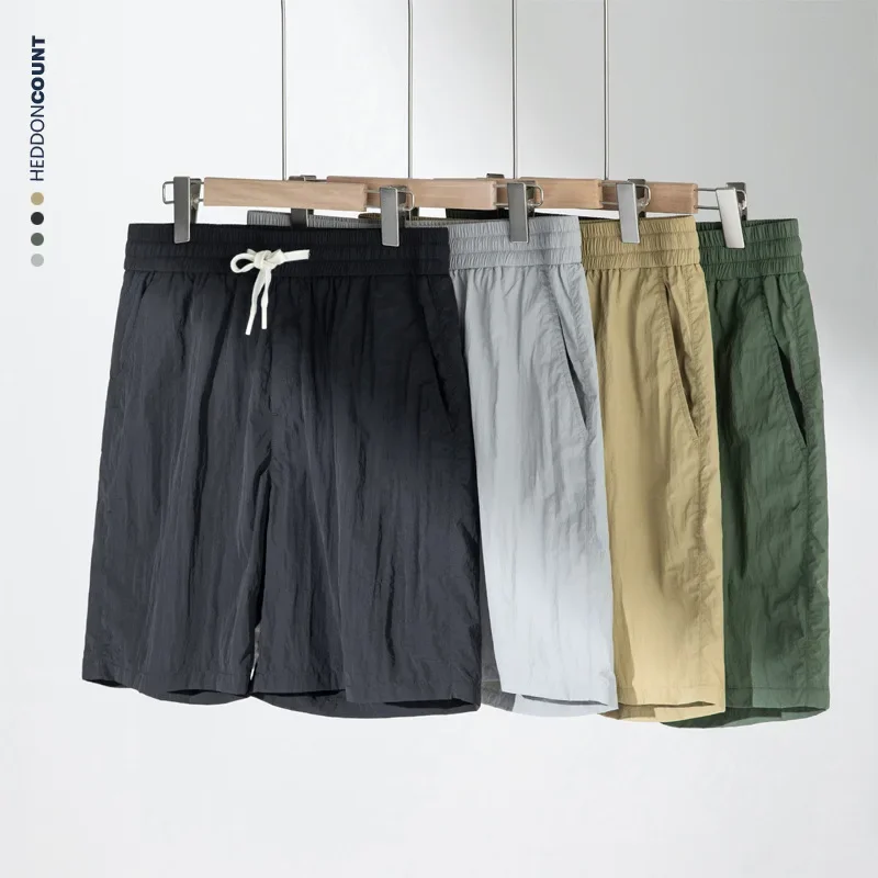 LIBIELIY Summer New Fashion Men's Solid Color Casual Trendy Knee Length Shorts Loose Wide Leg Breathable Sports Drawstring Short