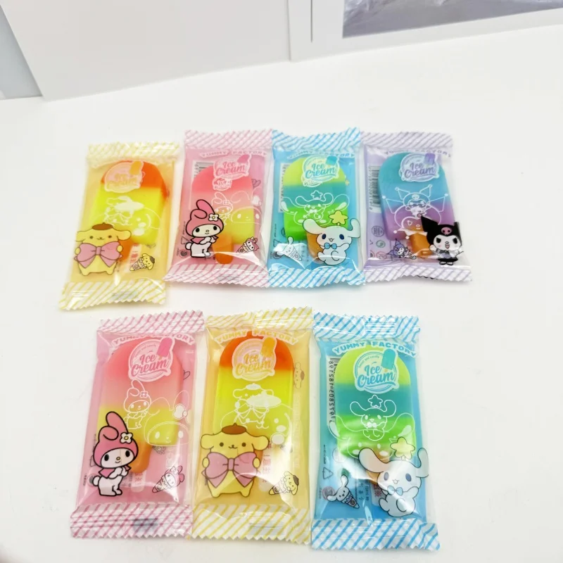 

32/60pcs Sanrio Kuromi Melody Cinnamoroll Ice Cream Eraser Cute Writing Drawing Pencil Erasers Stationery Gifts School Supplies