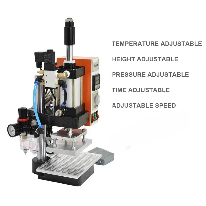 Pneumatic Hot Foil Stamping Machine 500W Leather Paper Craft Copper Mould Stamp LOGO Labeling Papers Embossing 220V 110V
