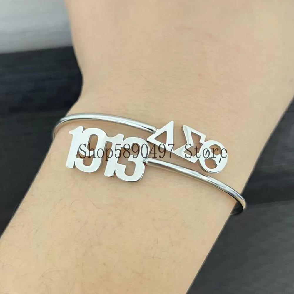 Personalized Greek alphabet sorority stainless steel bracelet