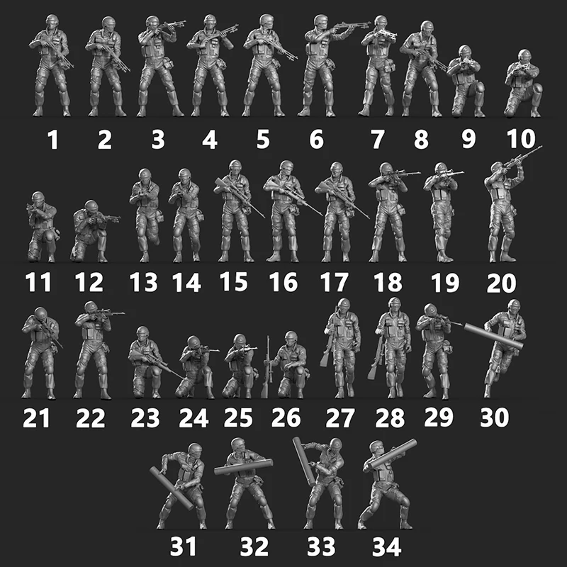 1/64 Figure 34 poses Special Forces Resin Miniature Rocket Soldier Model Need To Be Colored By Yourself Number 124