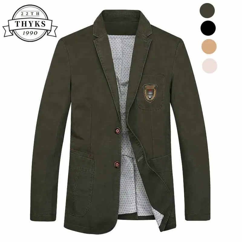 

Autumn Blazers Jacket Men Cotton Embroidery Business Casual Jackets College Style Slim Coat Chaquetas Hombre Plus Size M-4XL