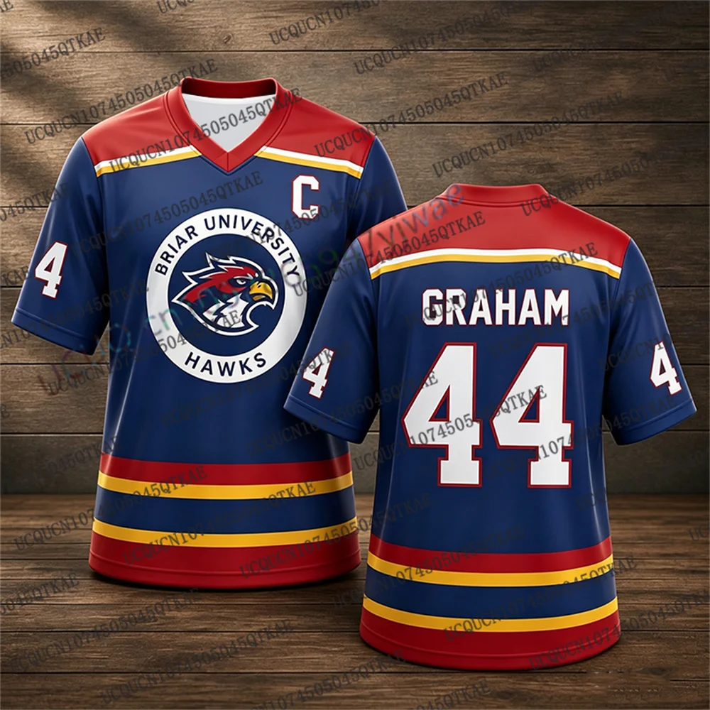 2026 Off Campus Briar University Jersey Graham 44 22 Di Laurentis 66 Tucker46 T-Shirts V-Neck Short Sleeve Men Motorcycle Tees