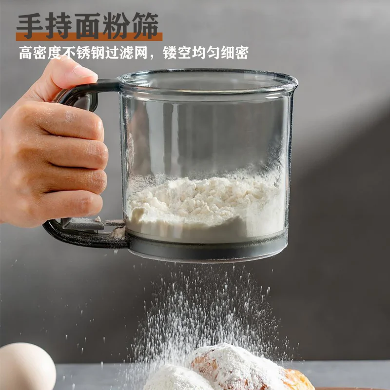 Flour Sifter Handheld Semi-automatic Double-Layer Filter Flour Artifact Baking Special Sieve Kitchen Ultra-Fine Filter Cup Net