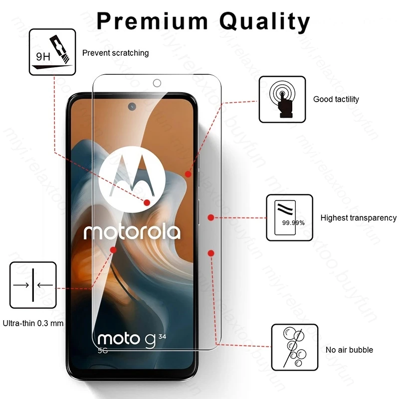 3PCS Screen Protector For Motorola Moto G34 5G Protect Glass On MotoG34 Moto Rola G 34 54 84 04 s 14 24 Power HD Tempered Glass