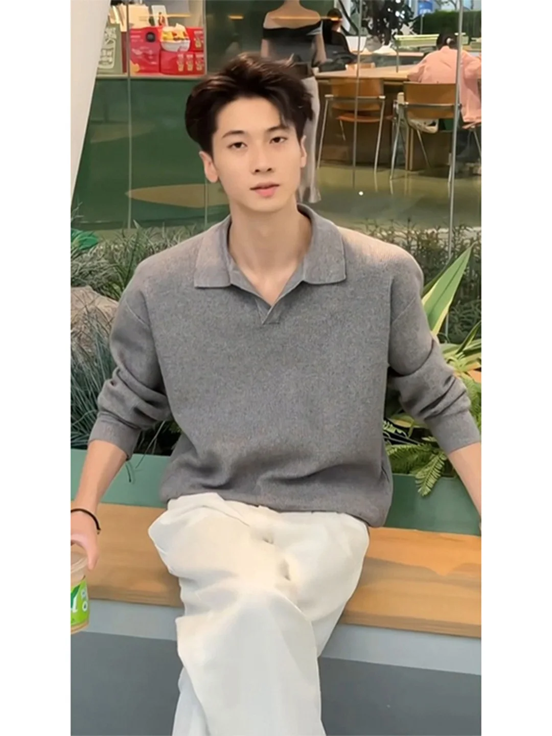 

Мужской свитер с глубоким V-образным вырезом и фактурной вязкой, повседневный, городской стиль, осень-зима, для делового и повседневного образа