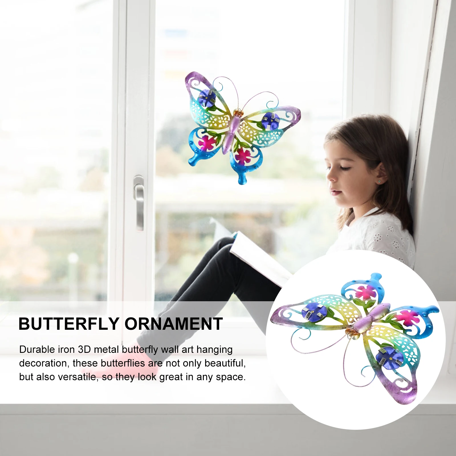 

Metal Wall Art Butterfly Durable Iron Hanging Decor Exquisite Craft for Home Garden Patio Iron Butterfly Ornament