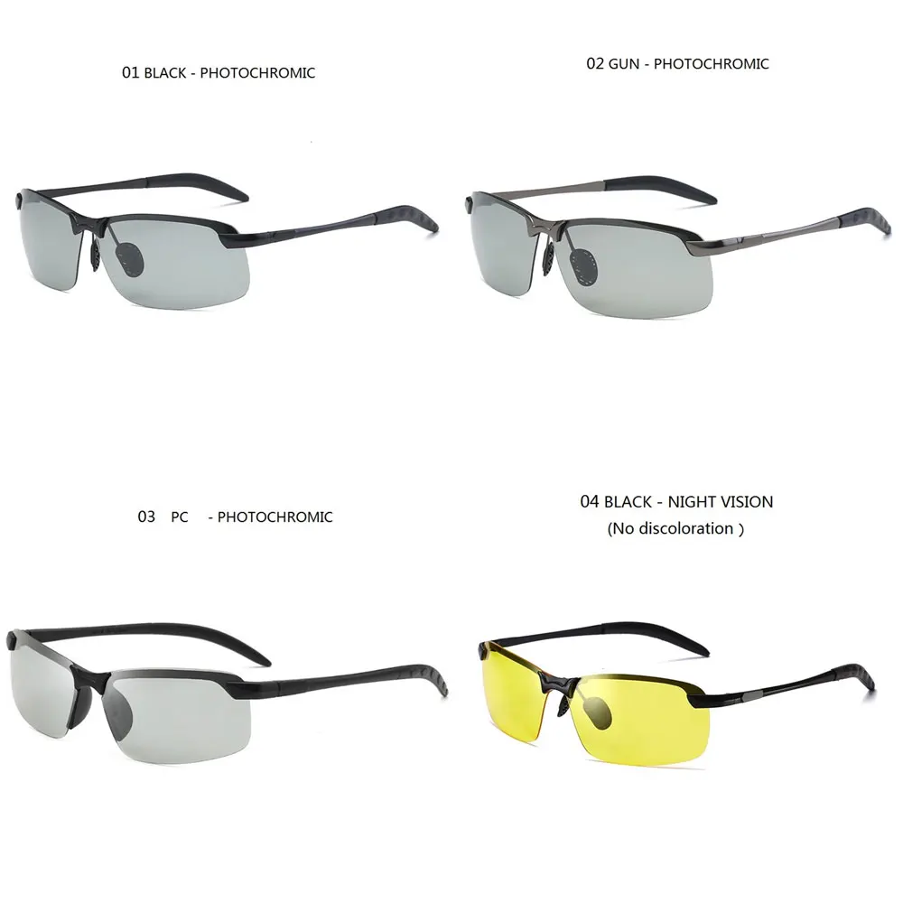 Lunettes photochromiques polarisées pour hommes, lunettes de soleil caméléon pour la conduite, changement de document masculin, vision jour et nuit,