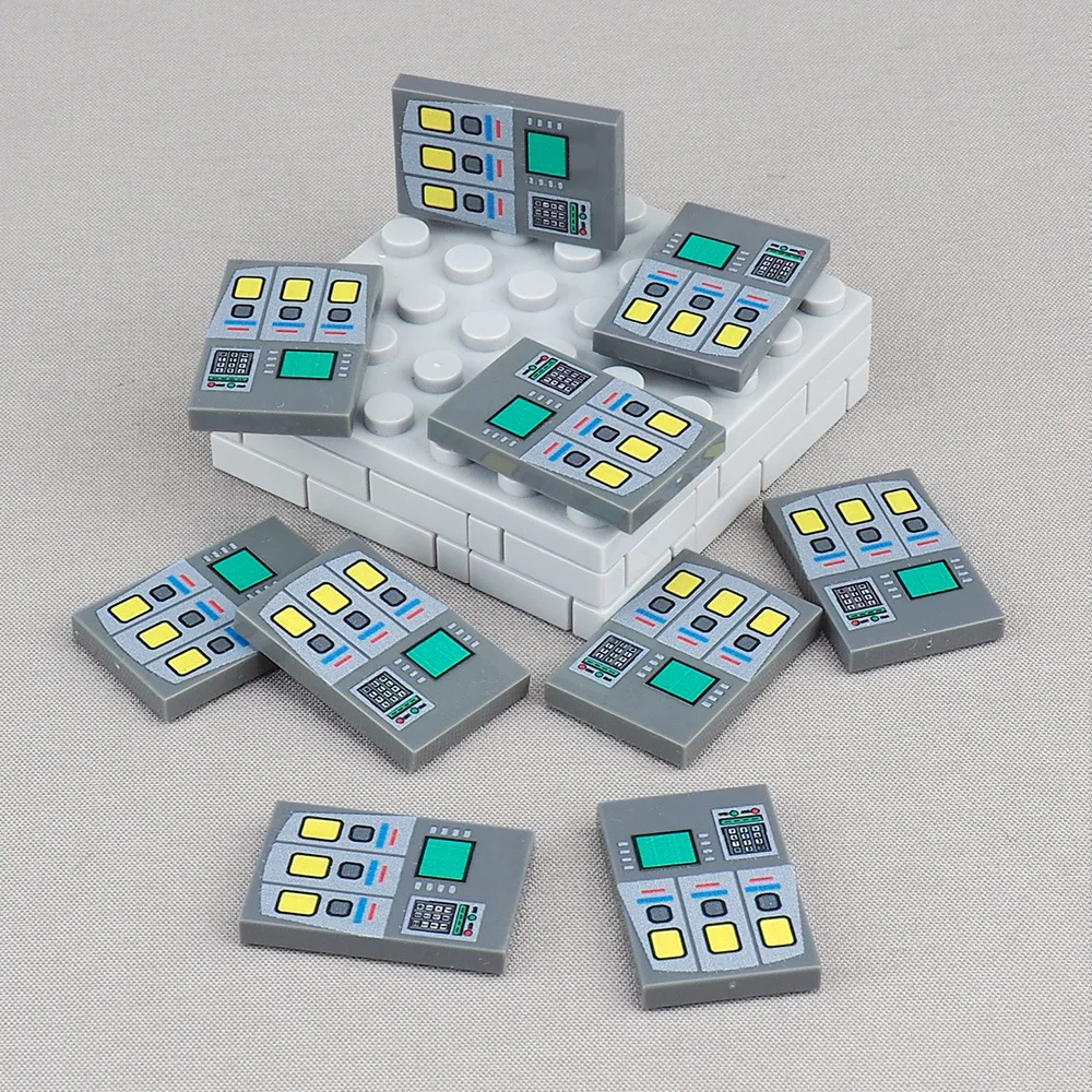 MOC 10 pièces 26603 Blocs de construction à motifs imprimés pour écran de bouton, accessoires pour véhicules de machine, idée amusante, jouet, cadeau pour adulte