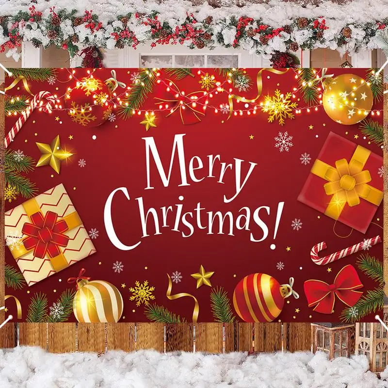 Merry Christmas Banner Family Merry Christmas Parties Decoration 6 X 3.6 Ft Glitter Christmas Photo Banner Signs For Holiday