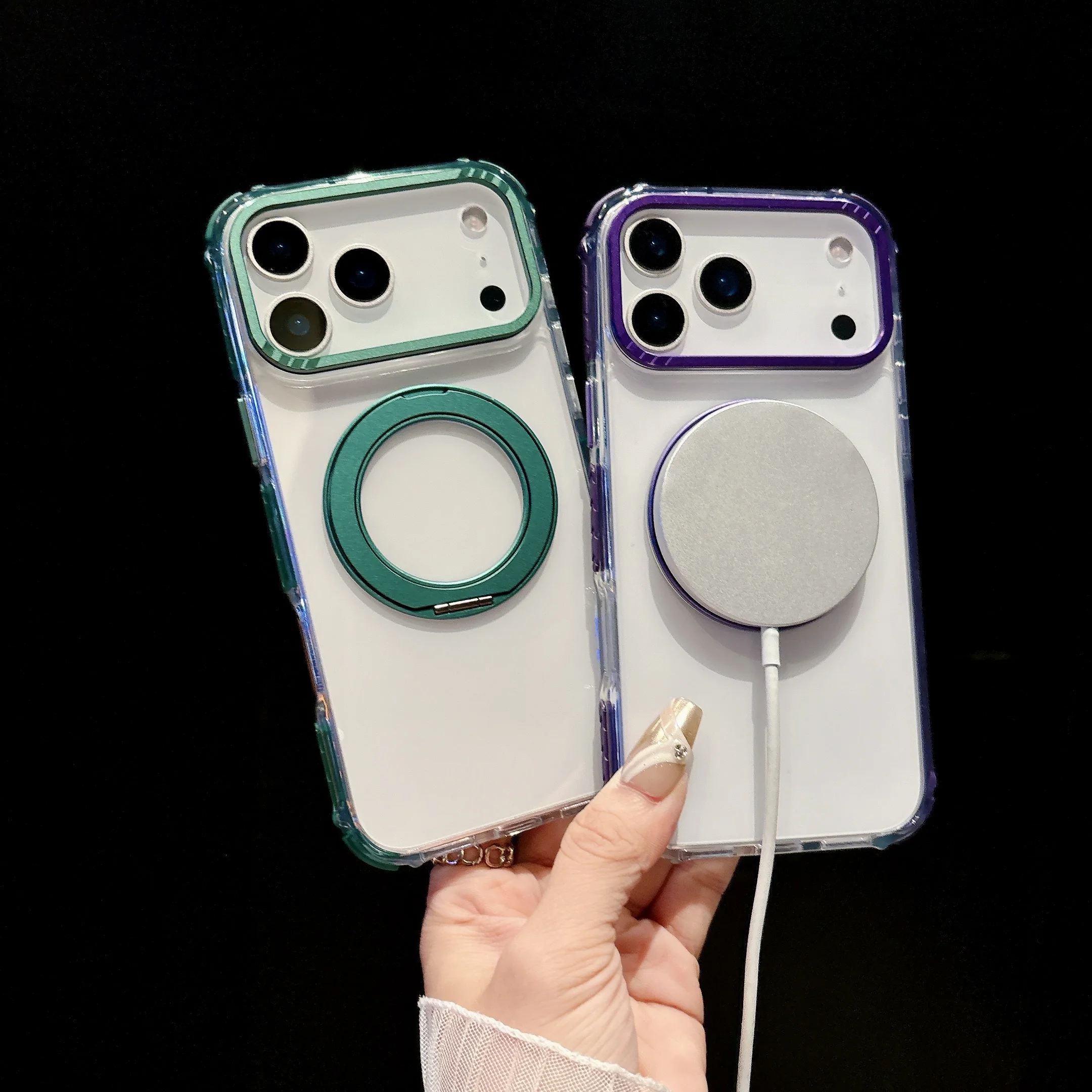 

Rainbow 360 Rotation Stand For iPhone 17 Pro Max Case Magnetic Ring Holder Shockproof Cover For iPhone 17 For Magsafe