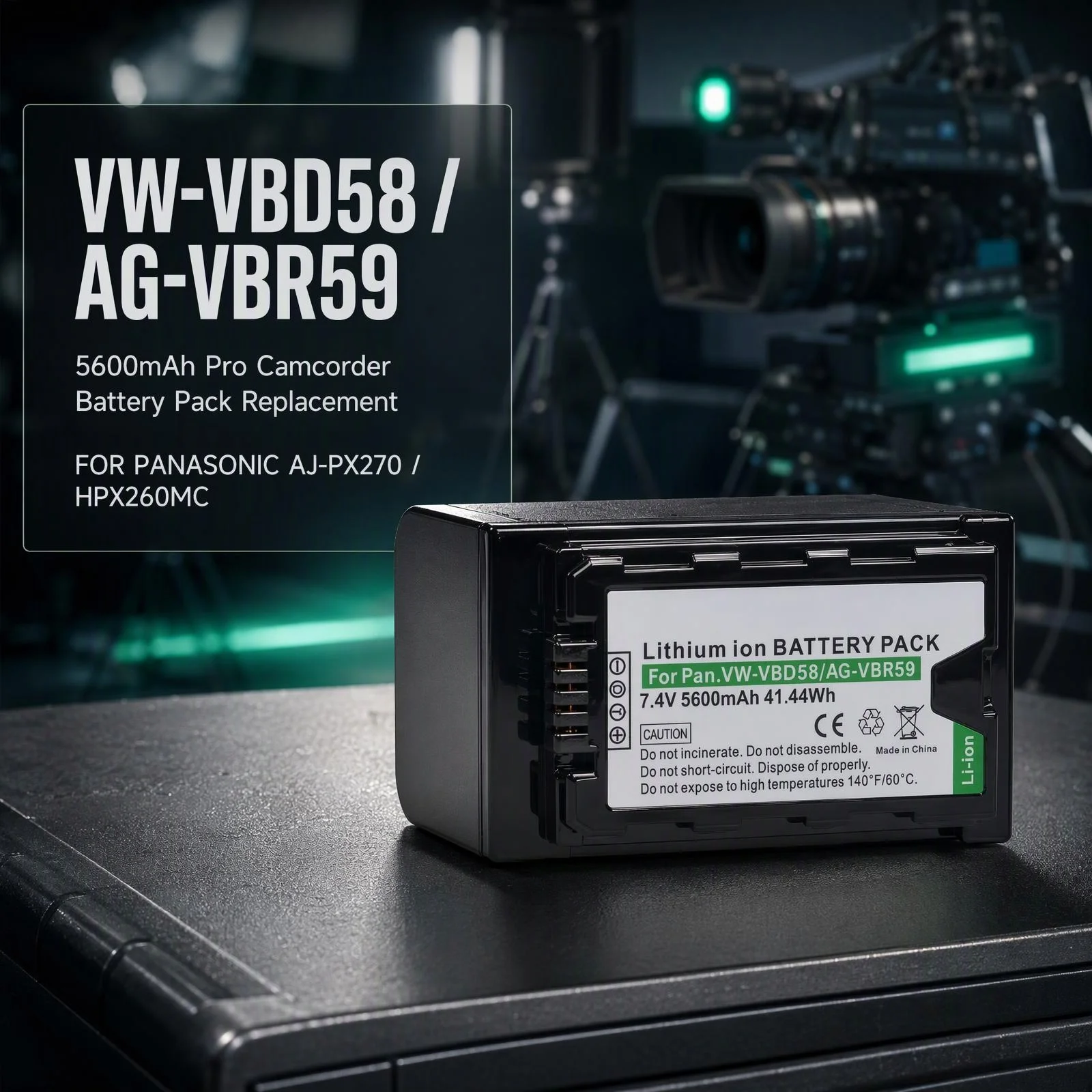 VW-VBD58 AG-VBR59 Li-ion Rechargeable Camcorder Battery Replacement for P anasonic AJ-HPX260MC AJ-PX270 Broadcast Video Camera