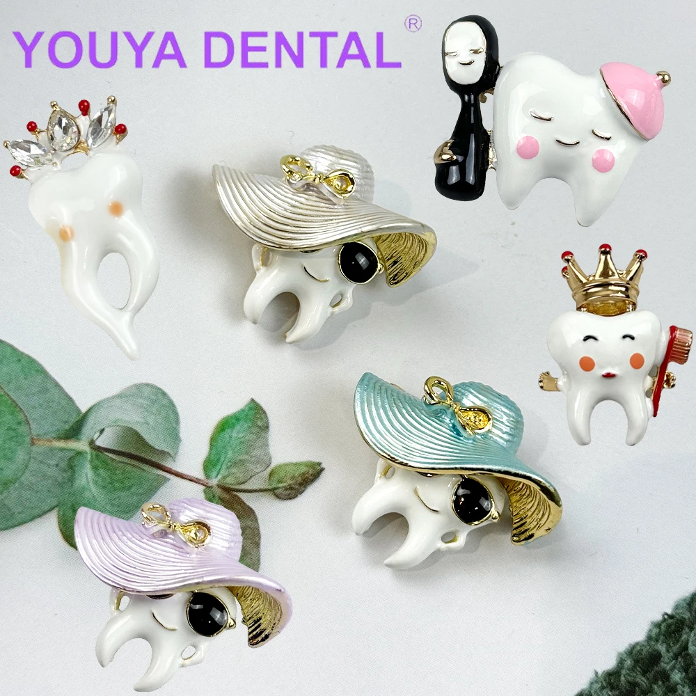 1Pcs Creative Dental Medical Tooth Brooch Pins Luxury Jewelry for Dentist Doctor Nurse Women Lapel Collection Teeth Badge Gifts