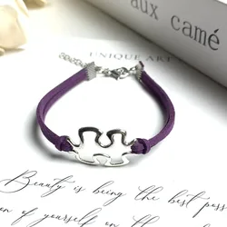 Care For Autism Children Puzzle Pattern Suede Soft Bracelet Simple Hand Woven Double-layers Wrist Ornaments Inspiration Gift