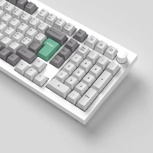 Imagen 2 del producto ISO Cherry Profile Dye-Sub PBT juego completo de teclas, gris, blanco, menta para teclado mecánico personalizado
