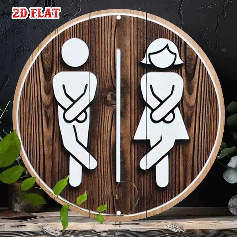 2D Flaches, 1-teiliges Modernes WC-Schild – Herren- & Damen-Badezimmer-Dekor mit männlichen/weiblichen Symbolen – Robuste Aluminium-Metall-Wandkunst