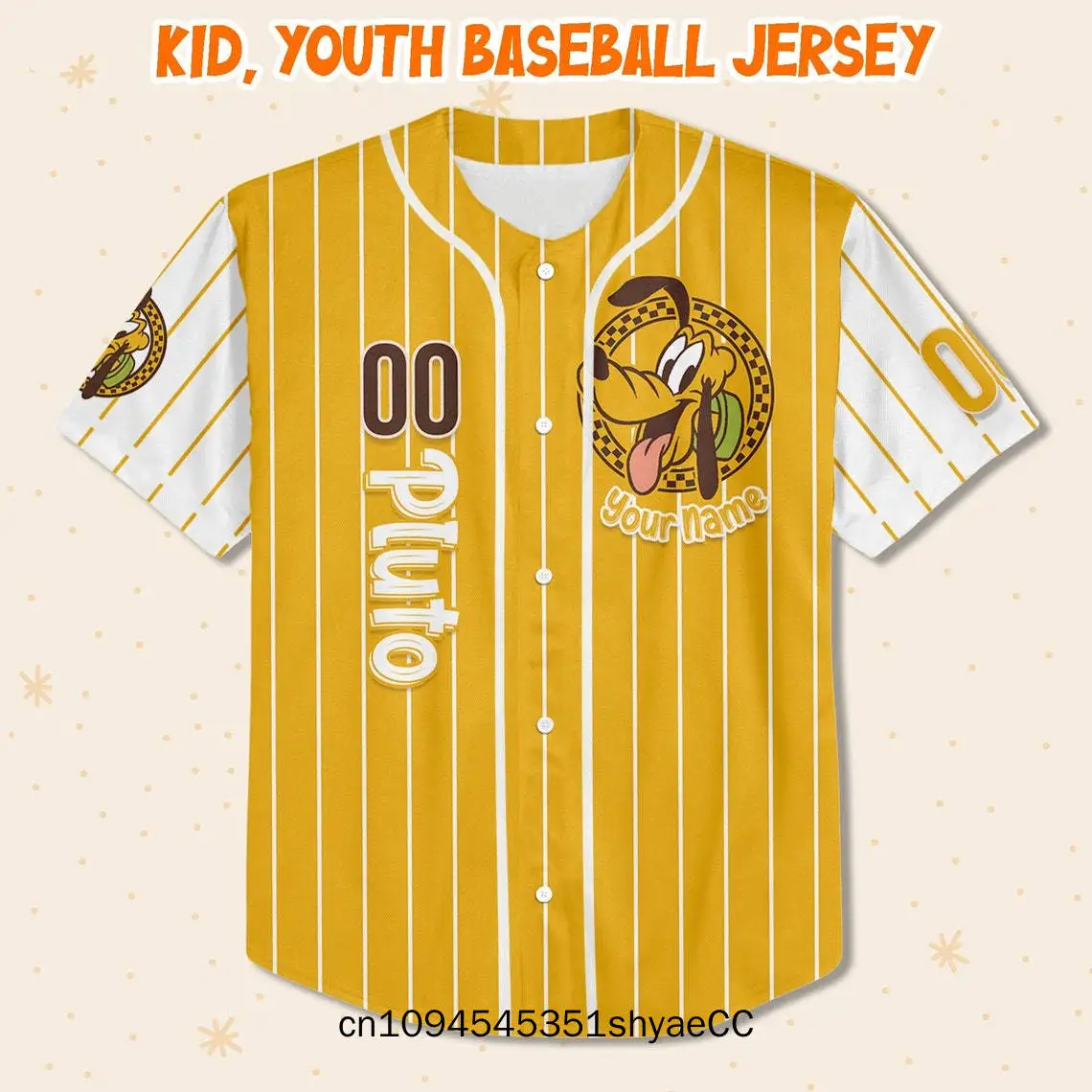 Personalize Retro Pluto Jersey, Personalize Disney Pluto Custom Kids, Youth, Adult Disney Baseball Jersey Sports, Cute Gifts For