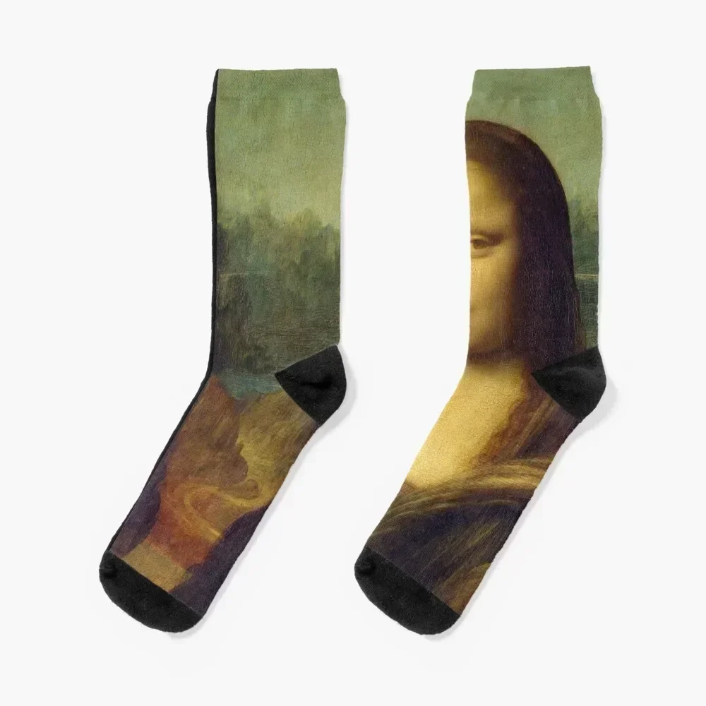 Mona lisa Socks with print Soccer christmass gift floral Socks For Women Men's