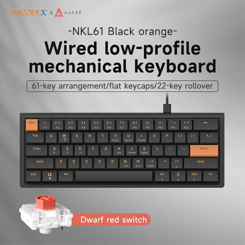 Ajazz NKL61 ロープロファイルキーボード 61キー スリムボディ 有線